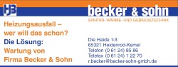 Logo und Adresse der Firma Becker & Sohn